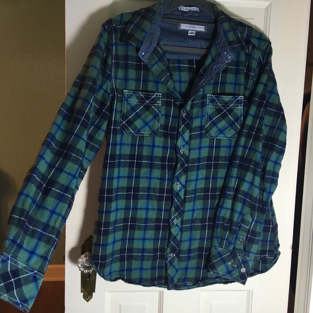 Men’s Green Flannel Shirt Sz M